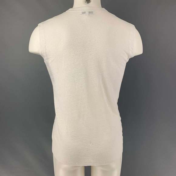 IRO Tissa White Solid Linen Crew-Neck Tank Top - Picture 3 of 6